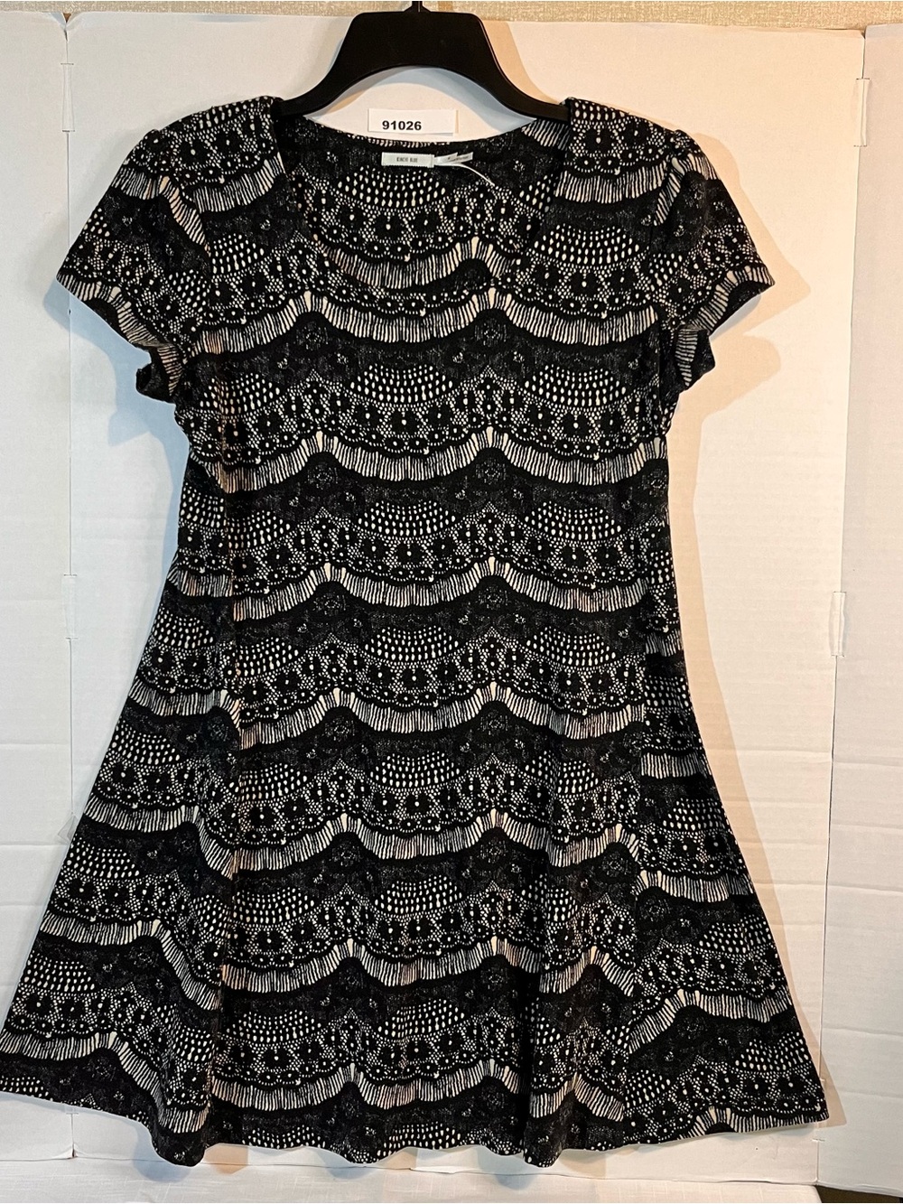 Kimchi Blue Black Lace-Pattern A-Line Dress